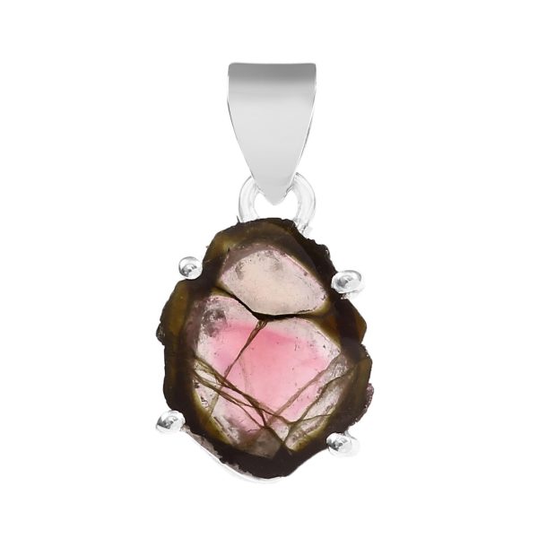 Watermelon Tourmaline 0.7" 925 Silver Pendant (RS108-77)