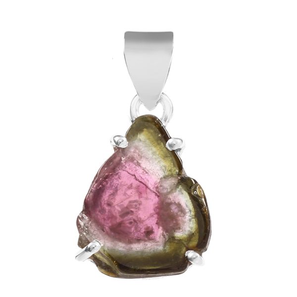 Watermelon Tourmaline 1" 925 Silver Pendant (RS108-79)