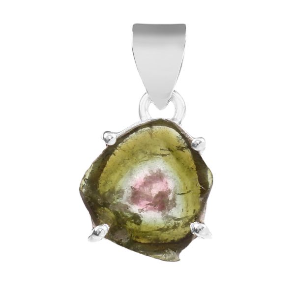 Watermelon Tourmaline 0.7" 925 Silver Pendant (RS108-91)