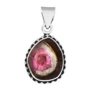 Watermelon Tourmaline 1" 925 Silver Pendant (RS108-125)