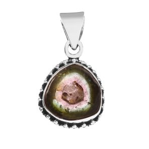 Watermelon Tourmaline 0.9" 925 Silver Pendant (RS108-131)