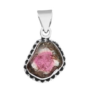 Watermelon Tourmaline 1" 925 Silver Pendant (RS108-134)