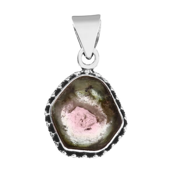 Watermelon Tourmaline 1" 925 Silver Pendant (RS108-138)