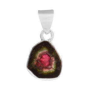 Watermelon Tourmaline 0.7" 925 Silver Pendant (RS108-118)