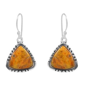 Bumble bee Jasper 1" 925 Sterling Silver Earring (RS108-1)