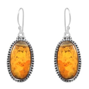 Bumble Bee Jasper 1" 925 Sterling Silver Earring (RS108-40)