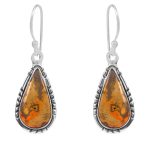 Bumble Bee Jasper 1" 925 Sterling Silver Earring (RS108-7)