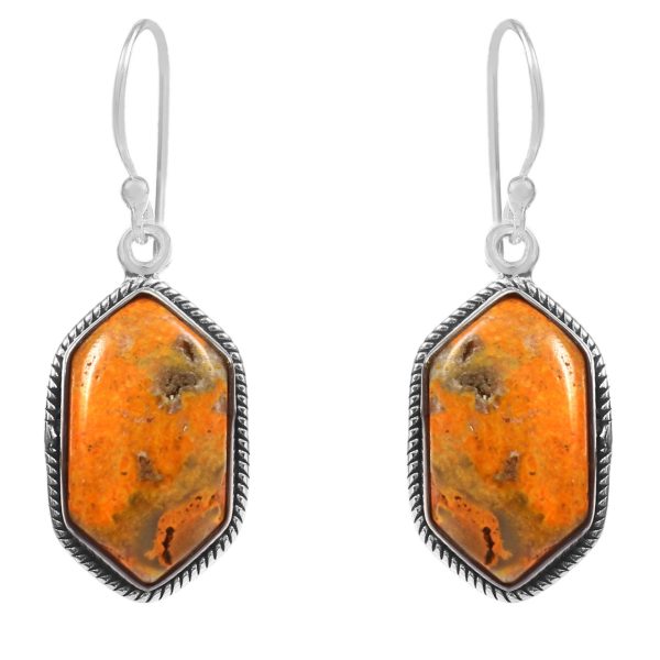 Bumble Bee Jasper 1" 925 Sterling Silver Earring (RS108-42)