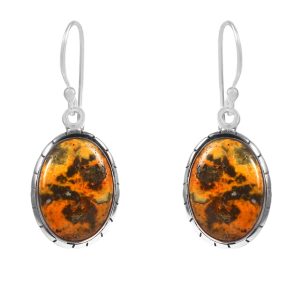 Bumble Bee Jasper 1" 925 Sterling Silver Earring (RS108-15)