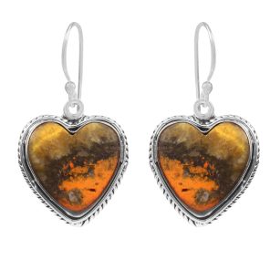 Bumble Bee Jasper 1" 925 Sterling Silver Earring (RS108-44)