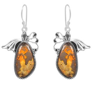Bumble Bee Jasper 1.25" 925 Sterling Silver Earring (RS108-33)