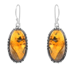 Bumble Bee Jasper 1" 925 Sterling Silver Earring (RS108-21)