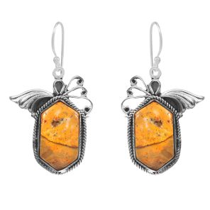 Bumble Bee Jasper 1.25" 925 Sterling Silver Earring (RS108-34)
