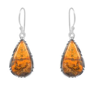 Bumble Bee Jasper 1" 925 Sterling Silver Earring (RS108-26)