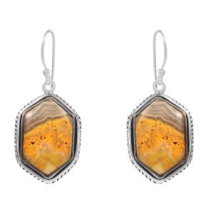 Bumble Bee Jasper 1" 925 Sterling Silver Earring (RS108-49)
