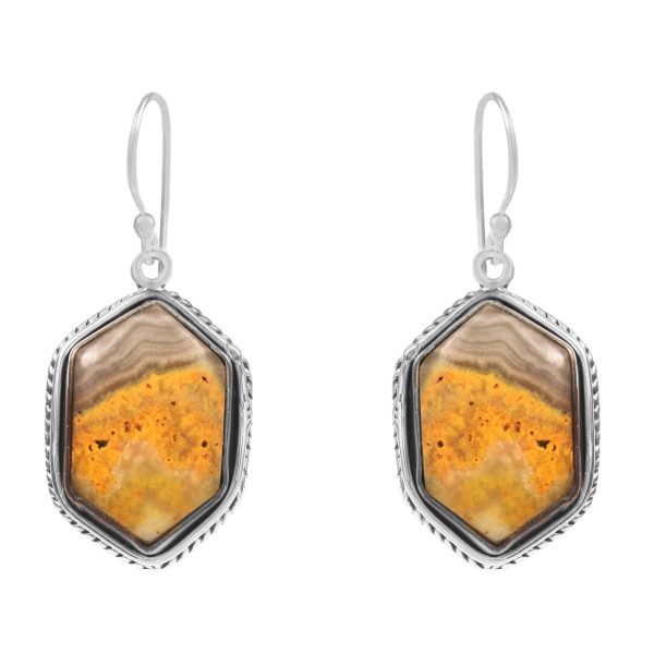 Bumble Bee Jasper 1" 925 Sterling Silver Earring (RS108-49)