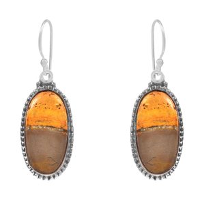 Bumble Bee Jasper 1" 925 Sterling Silver Earring (RS108-52)