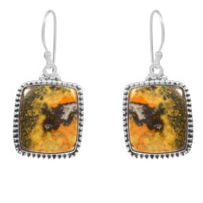 Bumble Bee Jasper 0.75" 925 Sterling Silver Earring (RS108-53)