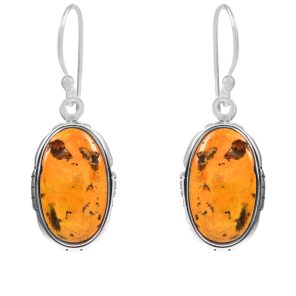 Bumble Bee Jasper 1" 925 Sterling Silver Earring (RS108-27)