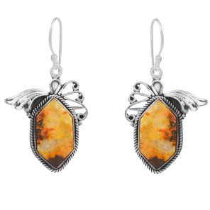 Bumble Bee Jasper 1.25" 925 Sterling Silver Earring (RS108-37)