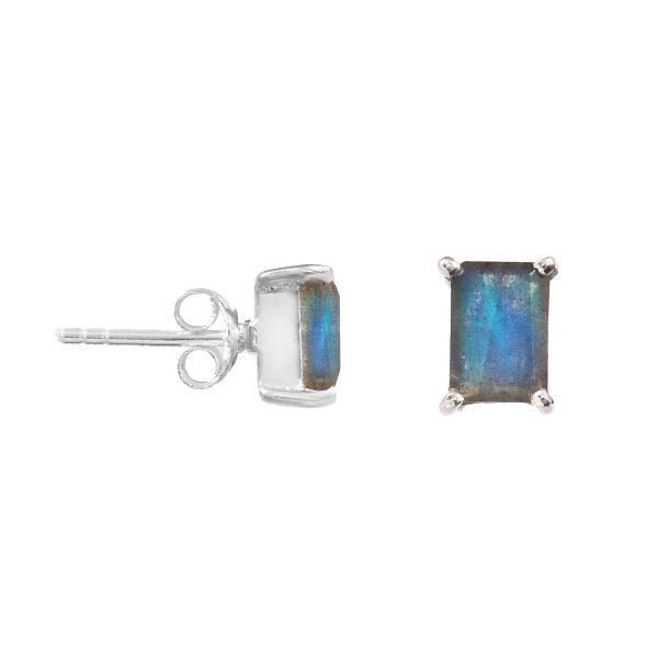 Labradorite Octagon 925 Sterling Silver Stud Earring (RS19-52) - Image 2