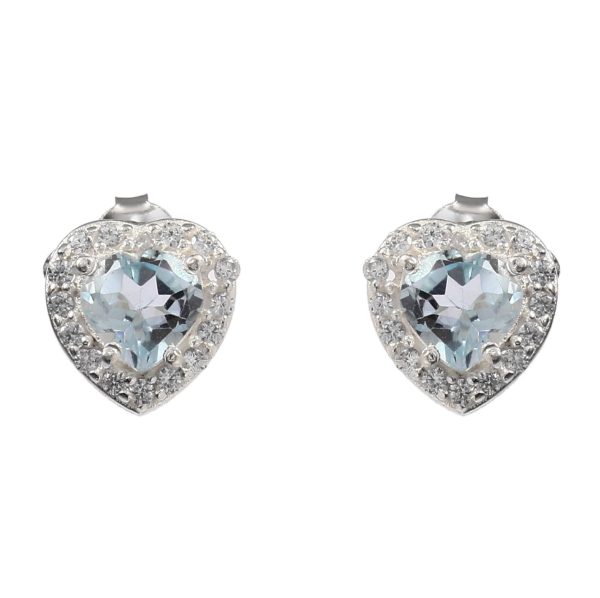 Blue Topaz & White Topaz Stud Earring 925 Silver Jewelry (RS102-13)