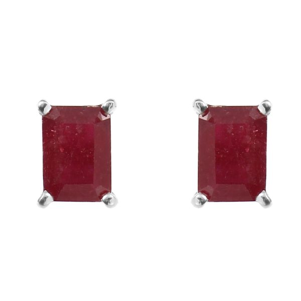 Ruby Octagon 925 Sterling Silver Stud Earring (RS19-51)