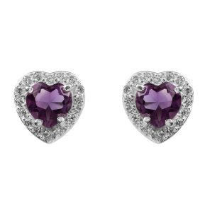 Amethyst & White Topaz Stud Earring 925 Silver Jewelry (RS102-12)