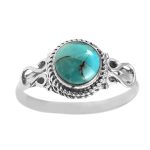 Dainty Kingman Turquoise 925 Sterling Silver Ring (REXT21-9)
