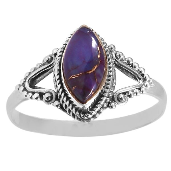 Charoite Dainty 925 Sterling Silver Ring (REXT28-27)