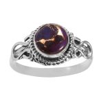 Purple Copper Turquoise Dainty 925 Sterling Silver Ring (REXT21-16)