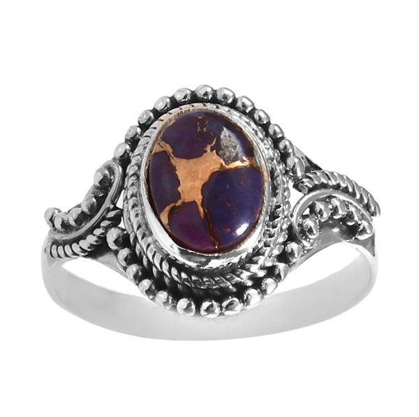 Purple Copper Turquoise Dainty 925 Sterling Silver Ring (REXT21-14)