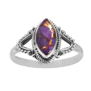 Purple Copper Turquoise Dainty 925 Sterling Silver Ring (REXT21-17)