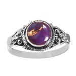 Purple Copper Turquoise Dainty 925 Sterling Silver Ring (REXT21-12)