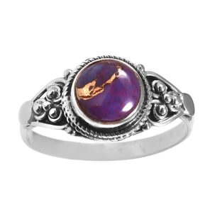 Purple Copper Turquoise Dainty 925 Sterling Silver Ring (REXT21-12)