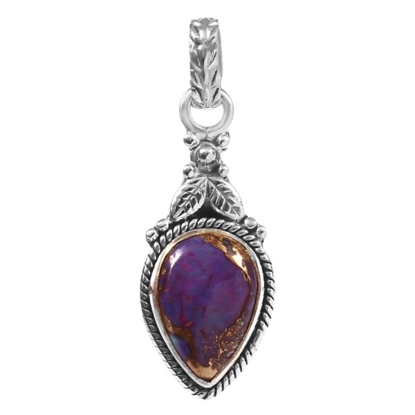 Purple Copper Turquoise 1" 925 Silver Pendant (REXT28-3)