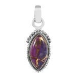 Purple Copper Turquoise 1" 925 Silver Pendant (REXT28-5)