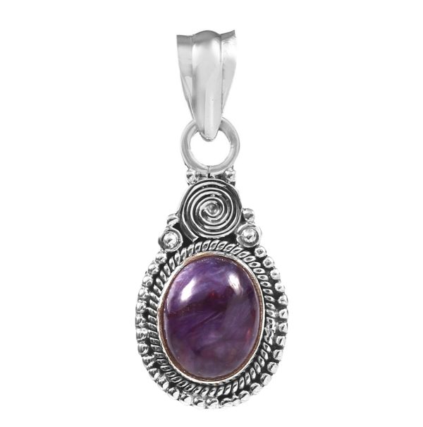 Purple Copper Turquoise 0.75" 925 Silver Pendant (REXT28-6)