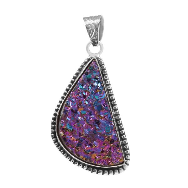 Titanium Druzy 1.25" 925 Silver Pendant (REXT73-1)