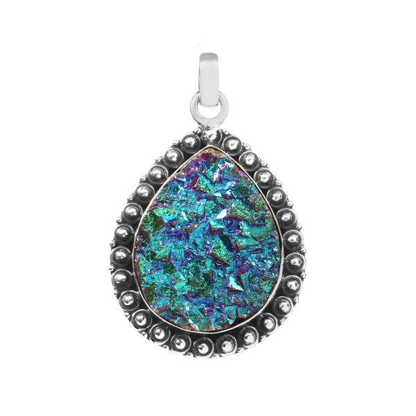 Titanium Druzy 1.25" 925 Silver Pendant (REXT73-3)