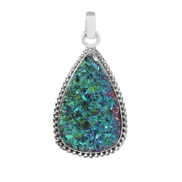Titanium Druzy 1.25" 925 Silver Pendant (REXT73-5)
