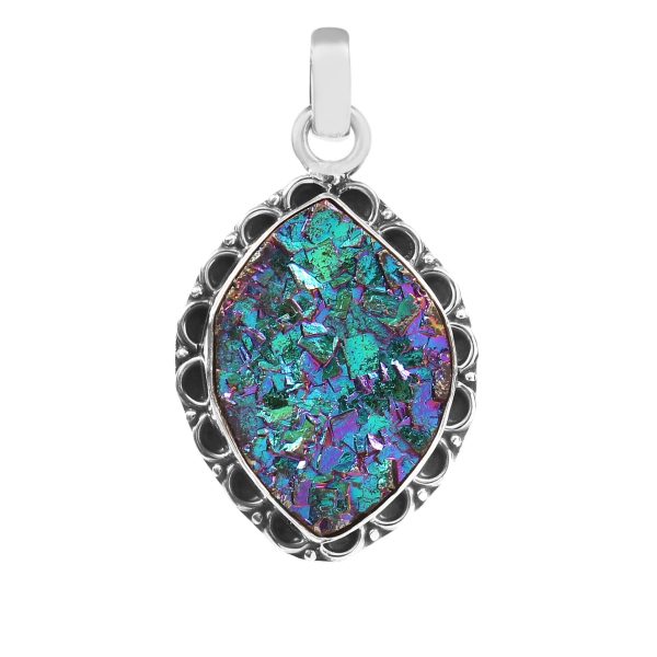Titanium Druzy 1" 925 Silver Pendant (REXT73-6)
