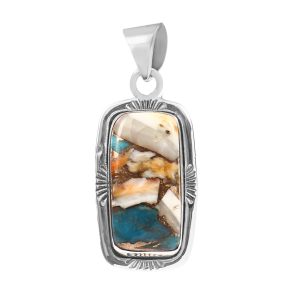 Spiny Oyster Turquoise 1.75" 925 Silver Pendant (RS103-16)
