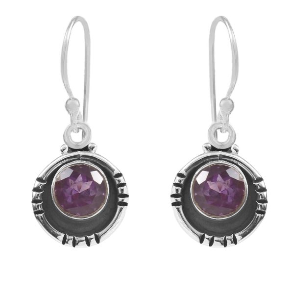 Amethyst Southwest Style 0.75" 925 Silver Earrings (RS104-12)