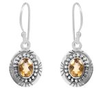 Citrine Southwest Style 0.75" 925 Silver Earrings (RS104-2)