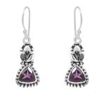 Amethyst Nepali Style 0.75" 925 Silver Earrings (RS104-21)