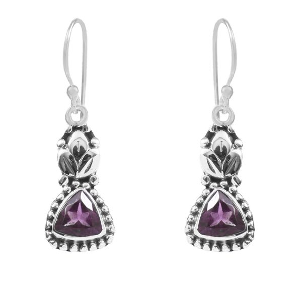 Amethyst Nepali Style 0.75" 925 Silver Earrings (RS104-21)