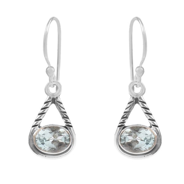 Blue Topaz Southwest Style 0.75" 925 Silver Earrings (RS104-15)