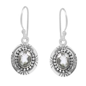 Blue Topaz Southwest Style 0.75" 925 Silver Earrings (RS104-4)