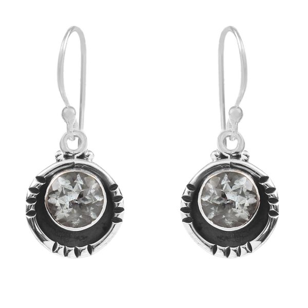 Blue Topaz Southwest Style 0.75" 925 Silver Earrings (RS104-11)